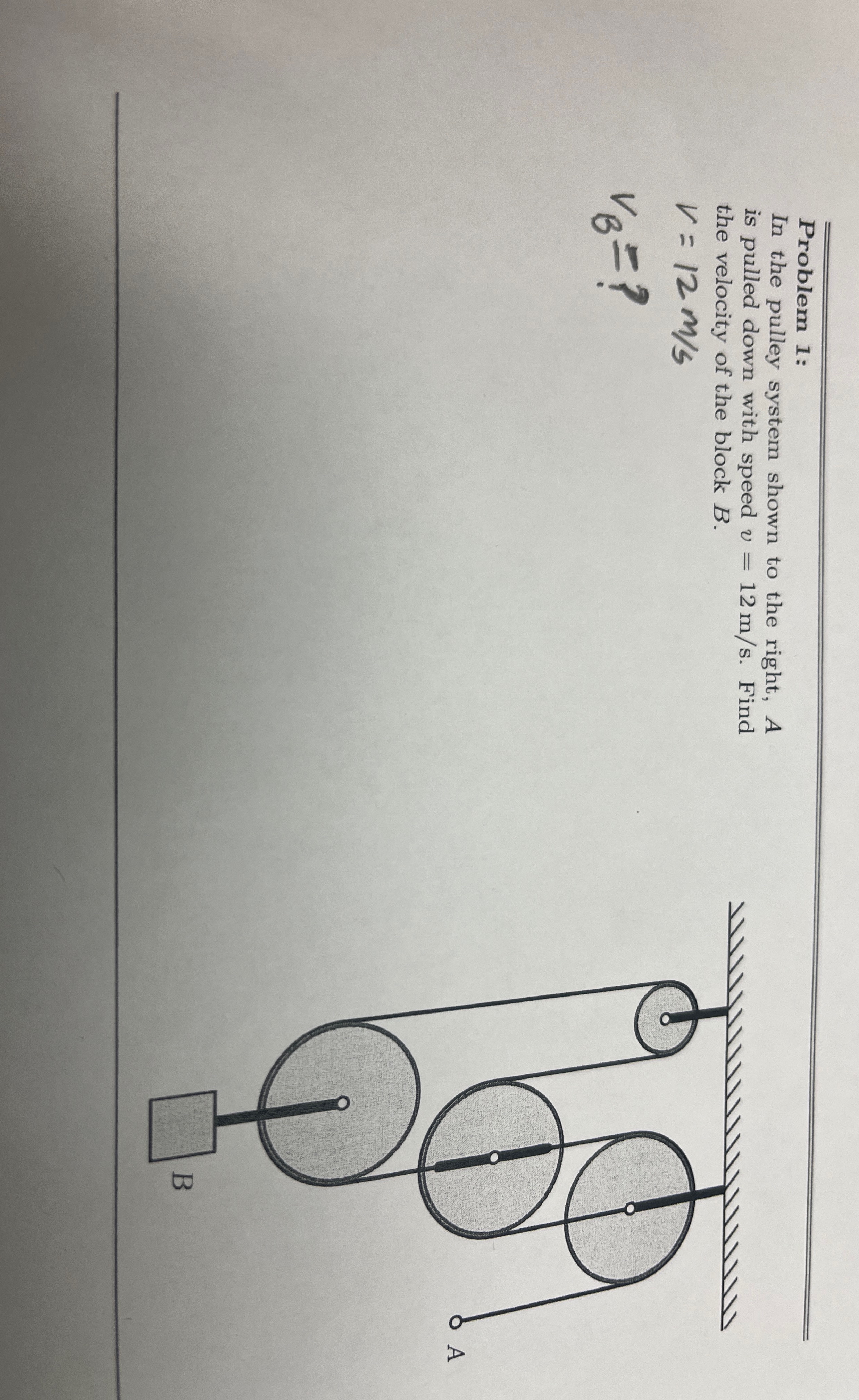 Problem 1 : In the pulley system shown to the