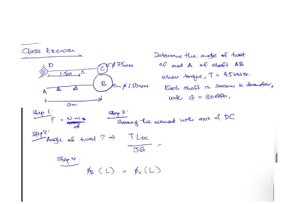 Class Exerase Determue the angle of twort of end