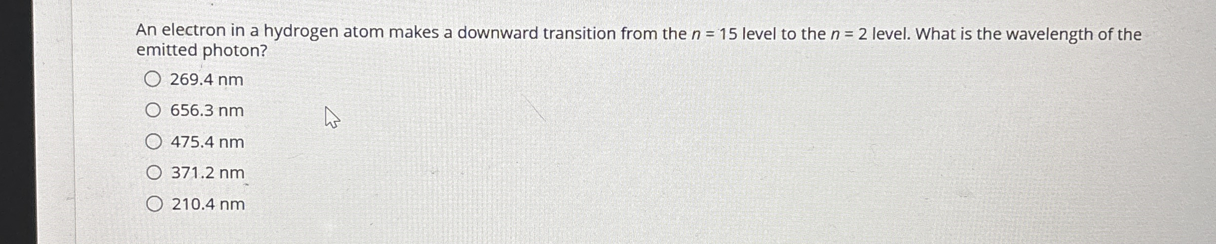 An electron in a hydrogen atom makes a downward