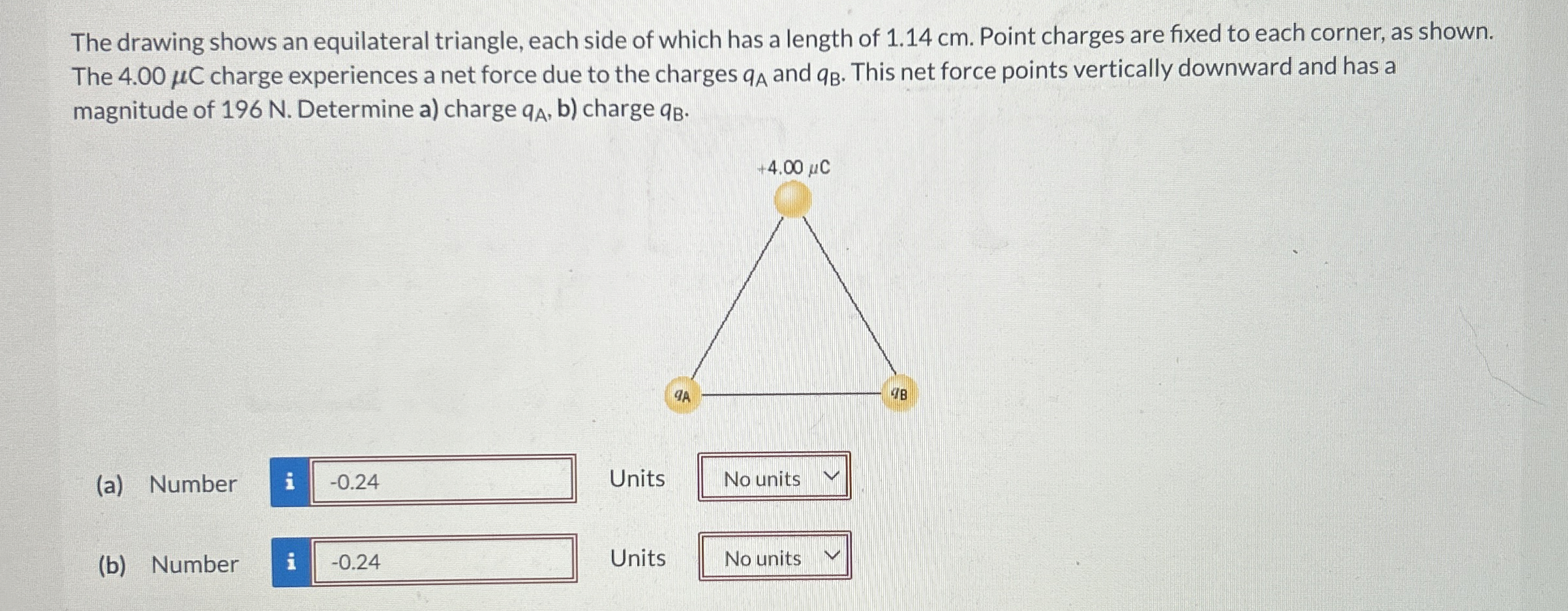 The drawing shows an equilateral triangle, each