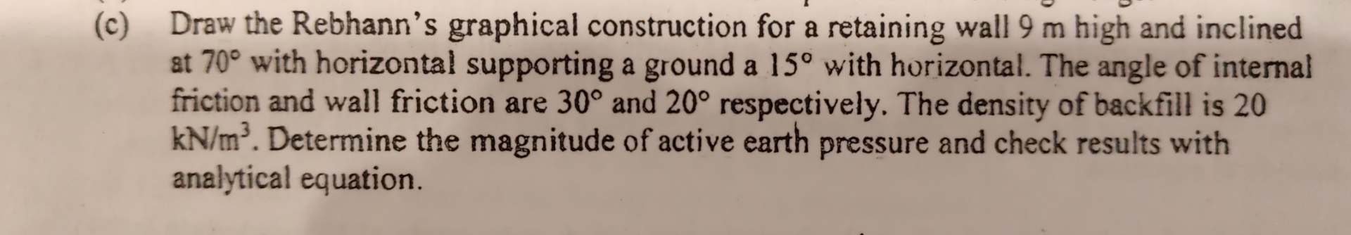 ( c ) Draw the Rebhann's graphical construction