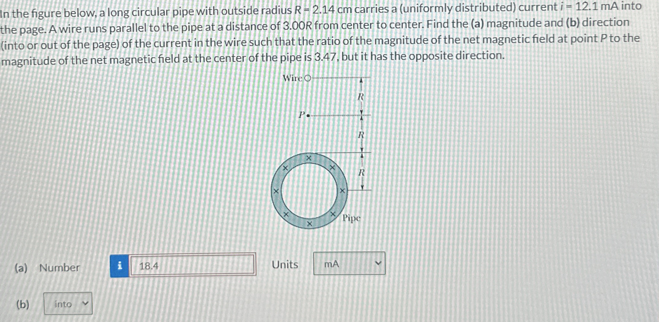 In the figure below, a long circular pipe with