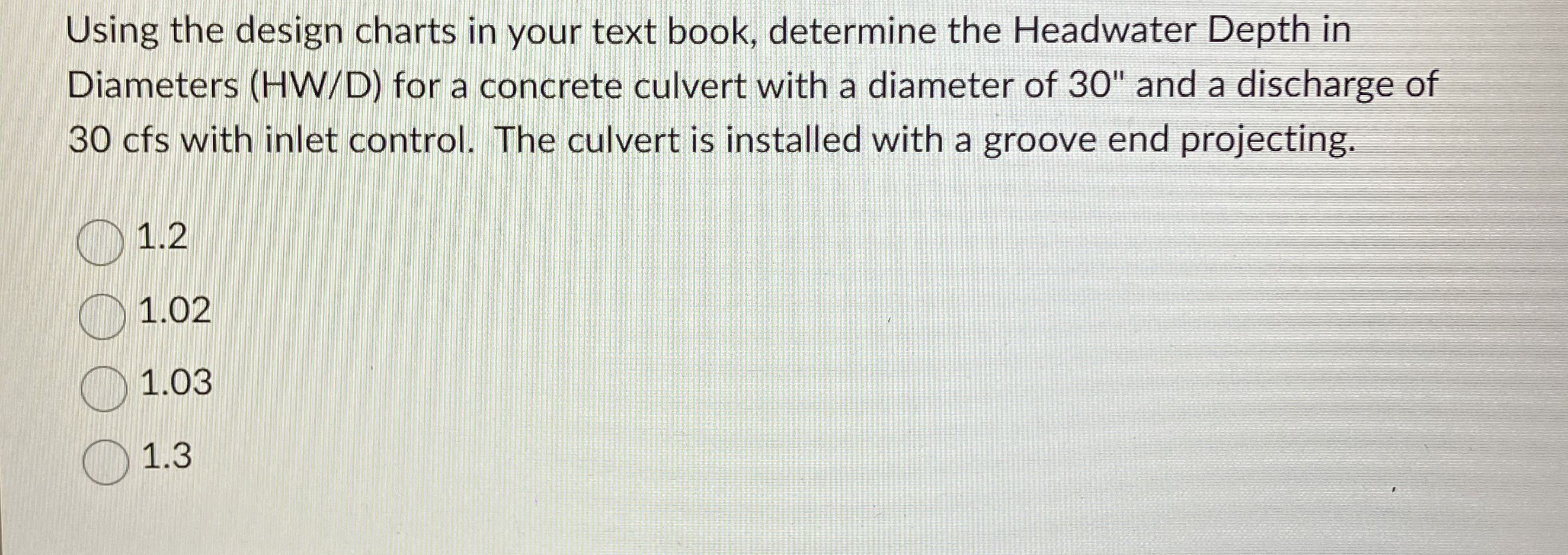 Using the design charts in your text book,