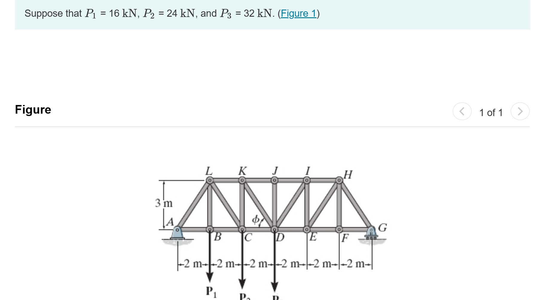 Suppose that P _ ( 1 ) = 1 6 kN , P _ ( 2 ) = 2 4