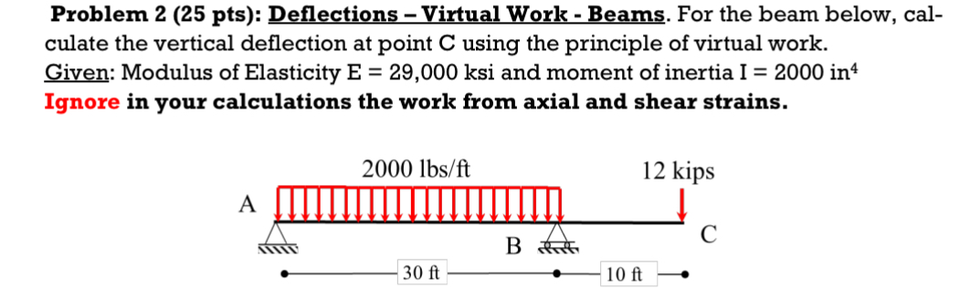 Problem 2 ( 2 5 pts ) : Deflections - Virtual