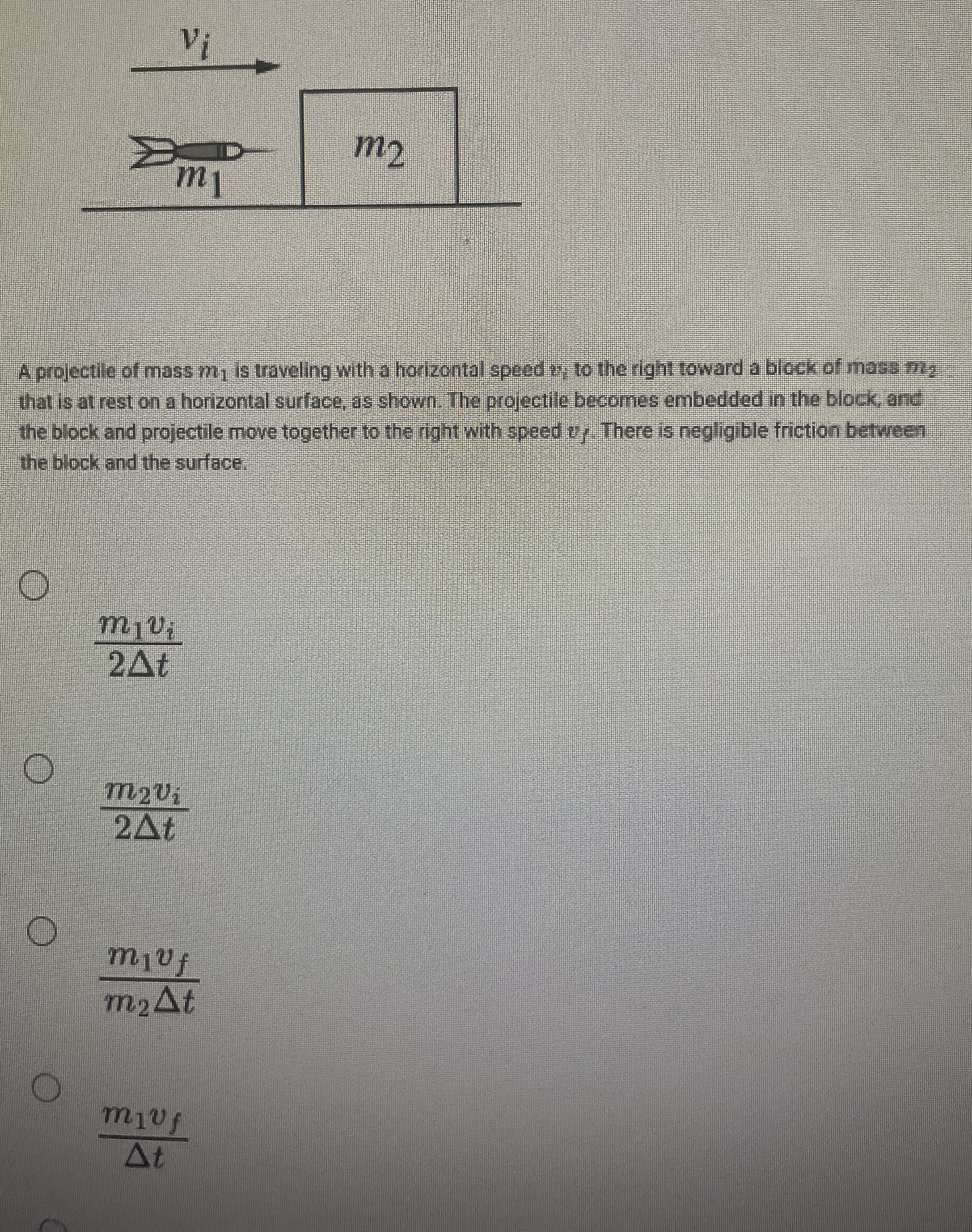 A projector of mass and one is traveling with a