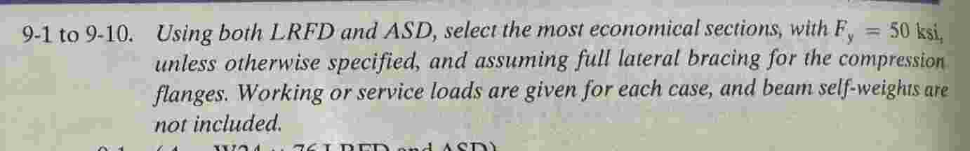9 - 1 to 9 - 1 0 . Using both LRFD and ASD,