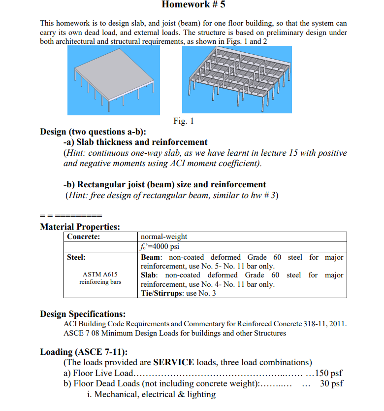 This homework is to design slab, and joist ( beam
