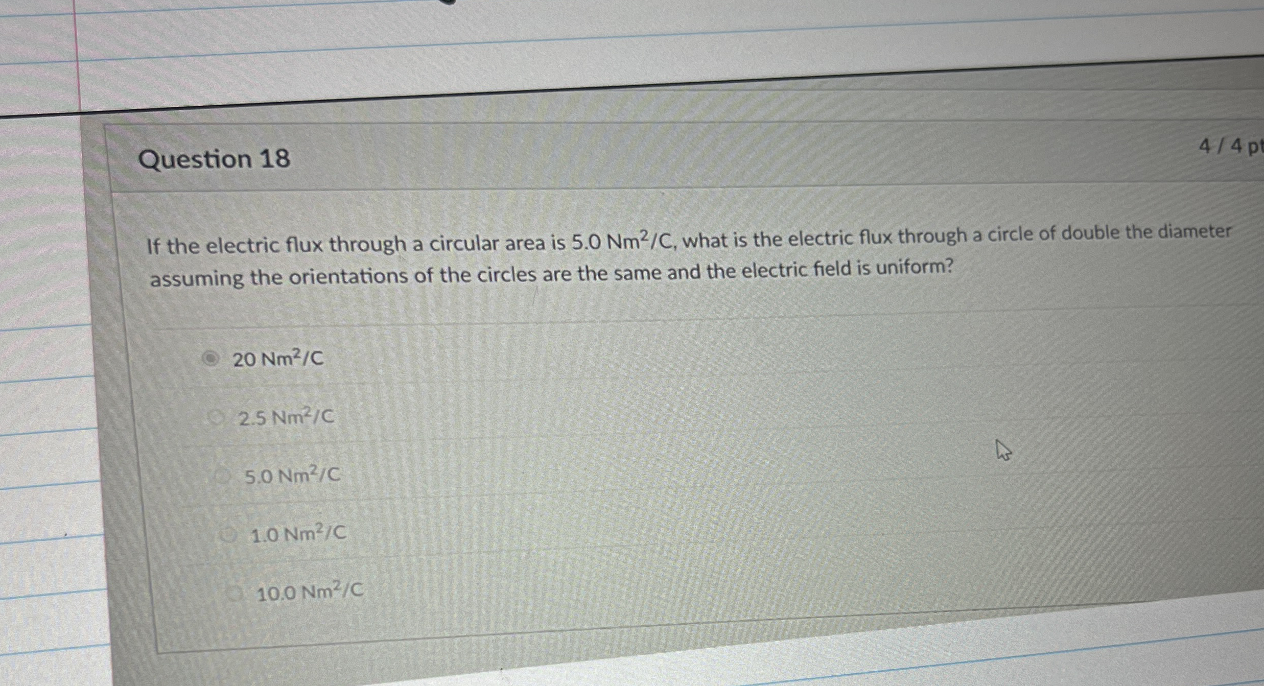 Question 1 8 4 4 p If the electric flux through a