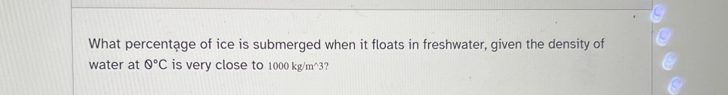 What percentage of ice is submerged when it