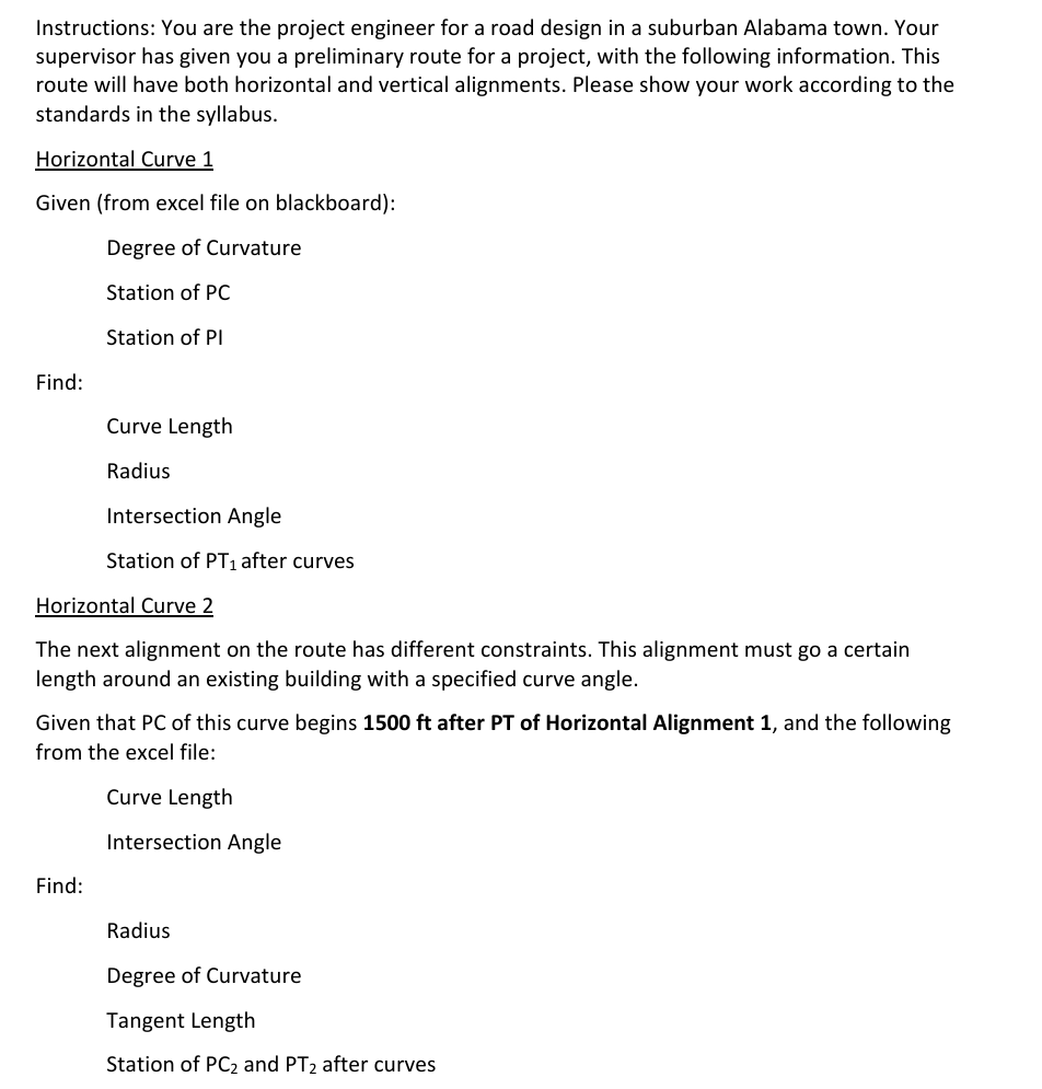 Instructions: You are the project engineer for a