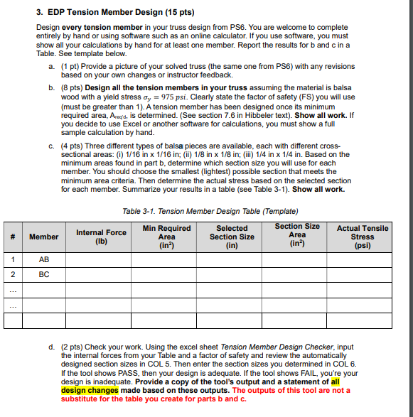 Design every tension member in your truss design