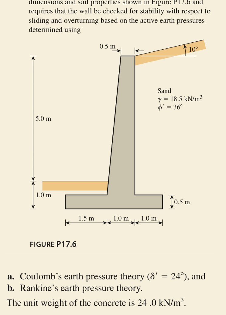 dimensions and soil properties shown in Figure P