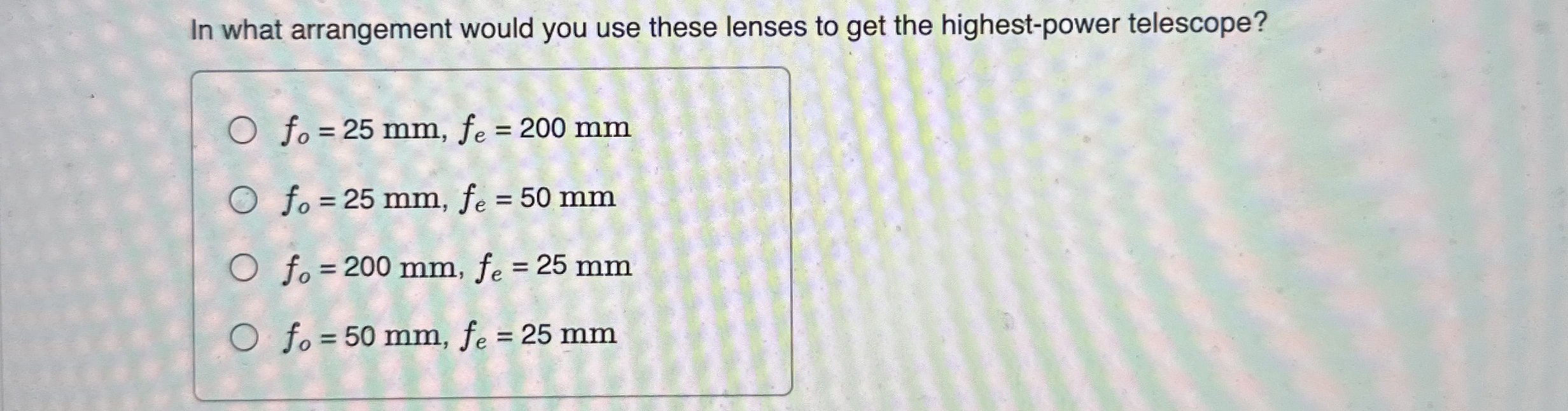 In what arrangement would you use these lenses to