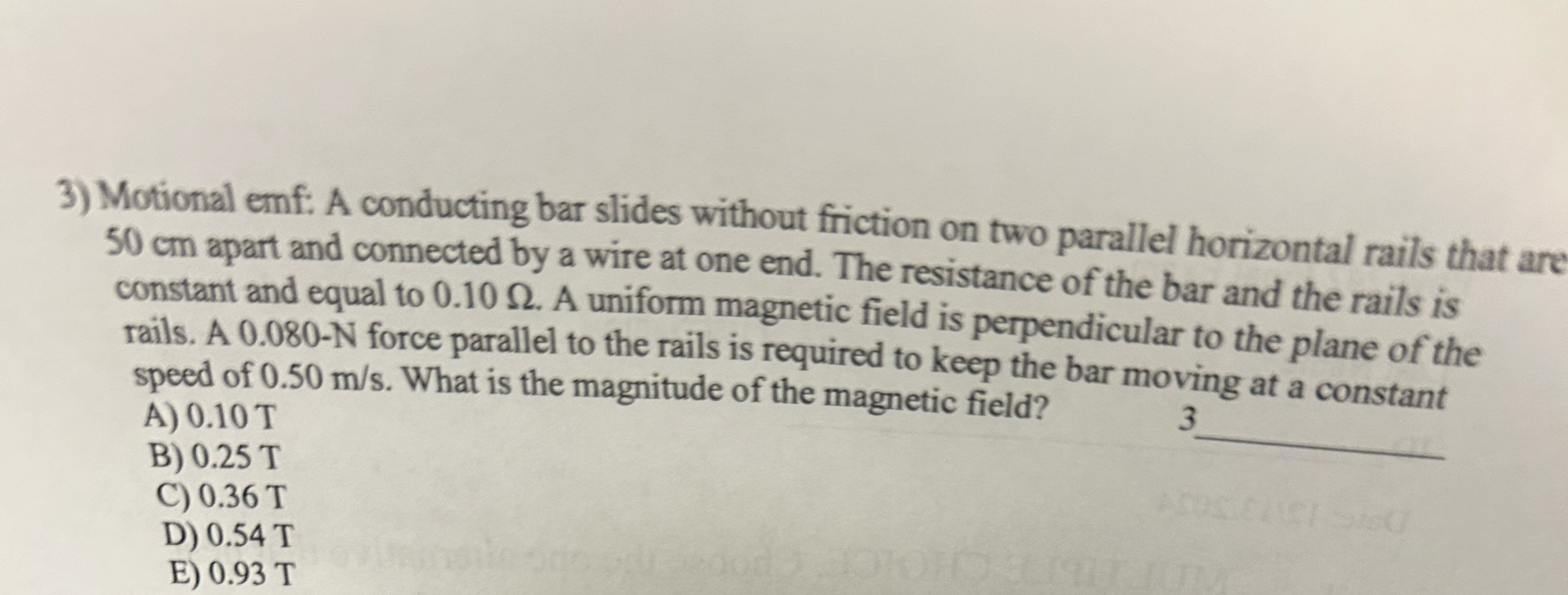 Motional emf: A conducting bar slides without