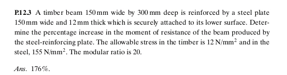 P 1 2 . 3 A timber beam 1 5 0 mm wide by 3 0 0 mm