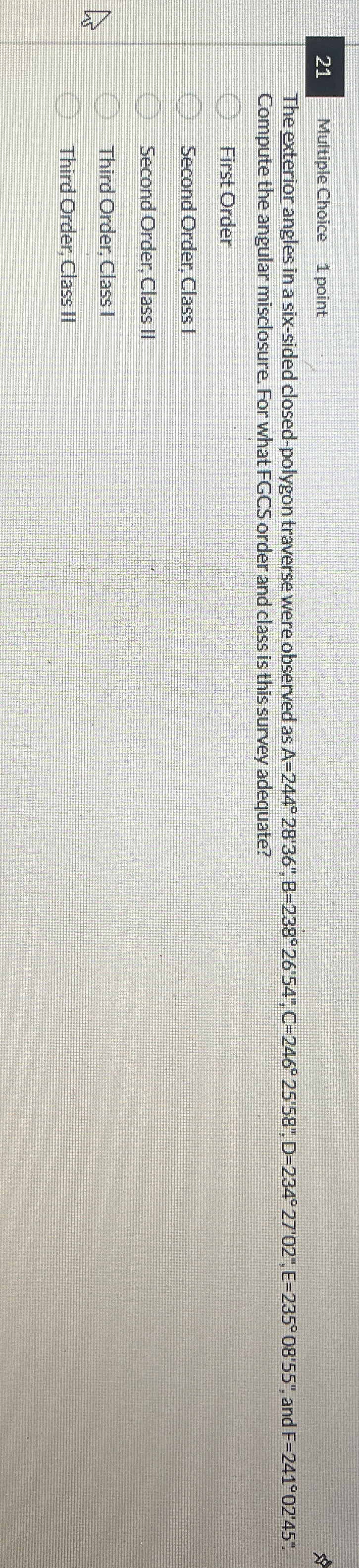 2 1 Multiple Choice 1 point The exterior angles
