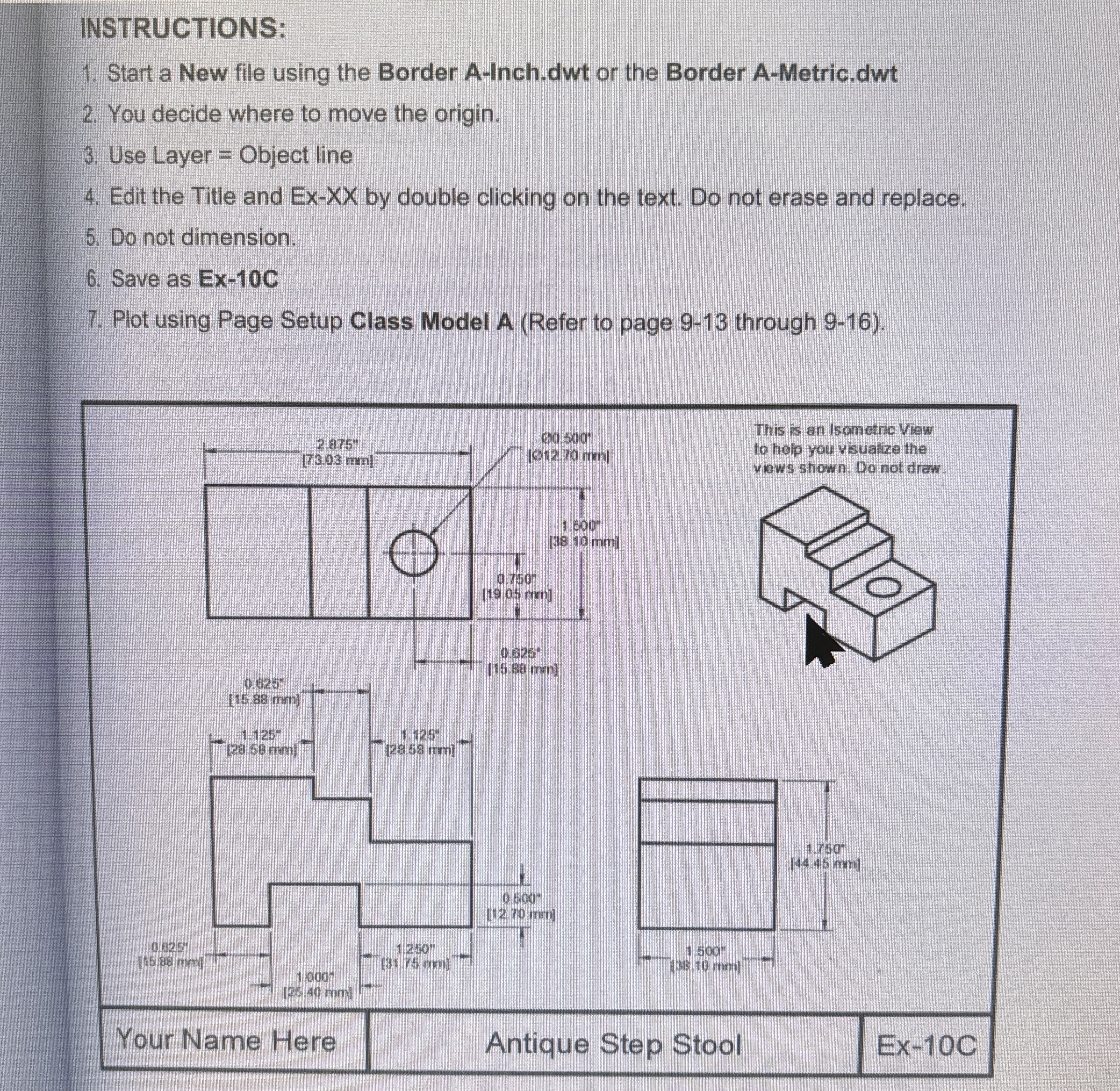 INSTRUCTIONS: Start a New file using the Border A