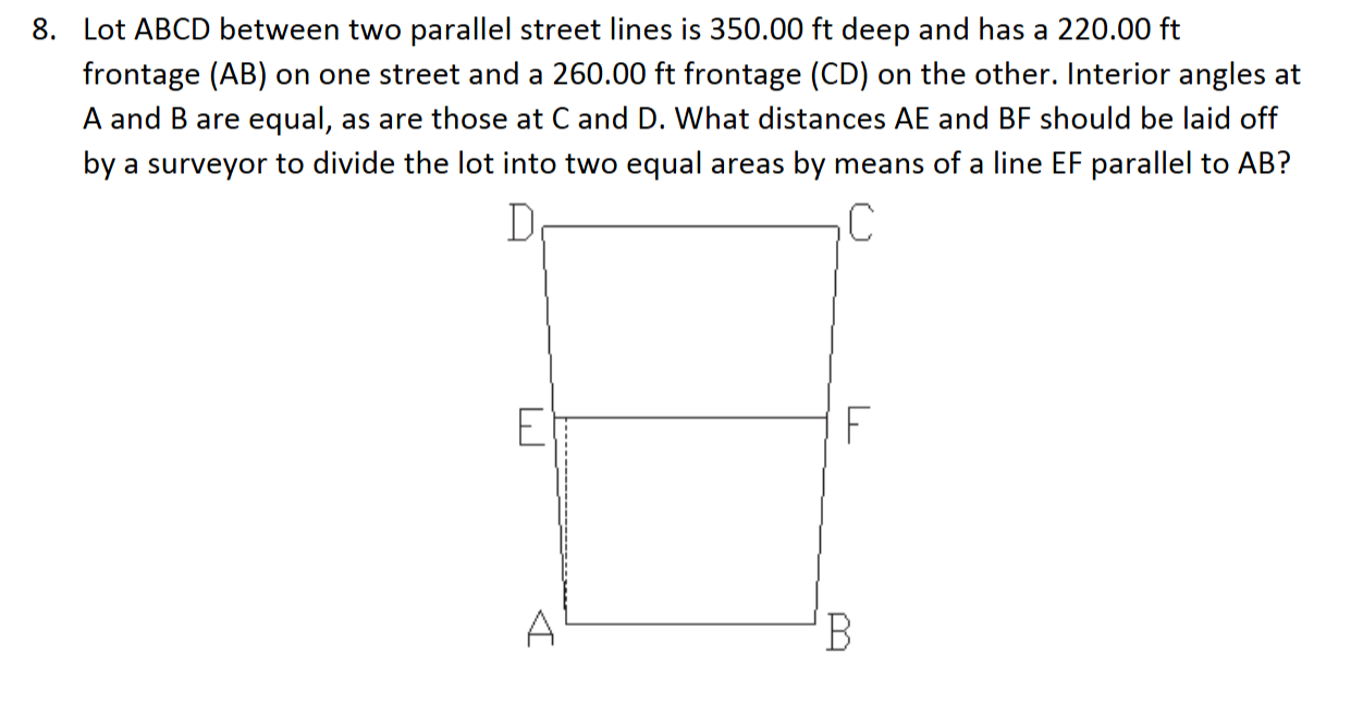 8 . Lot \ ( A B C D \ ) between two parallel