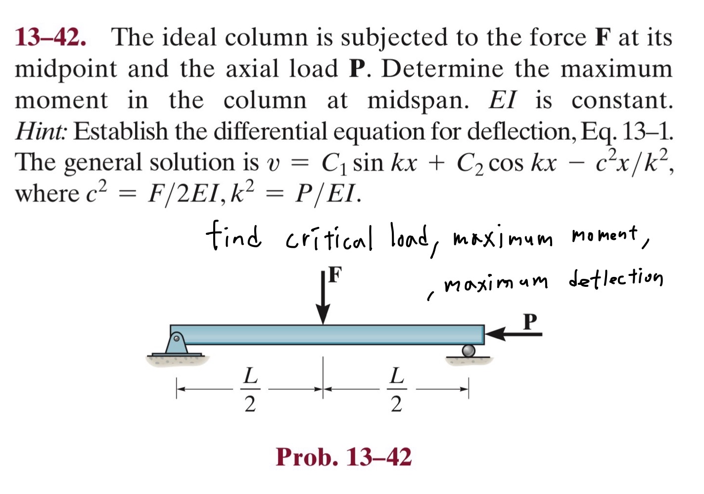 1 3 - 4 2 . The ideal column is subjected to the