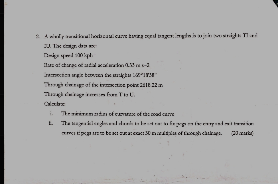 A wholly transitional horizontal curve having
