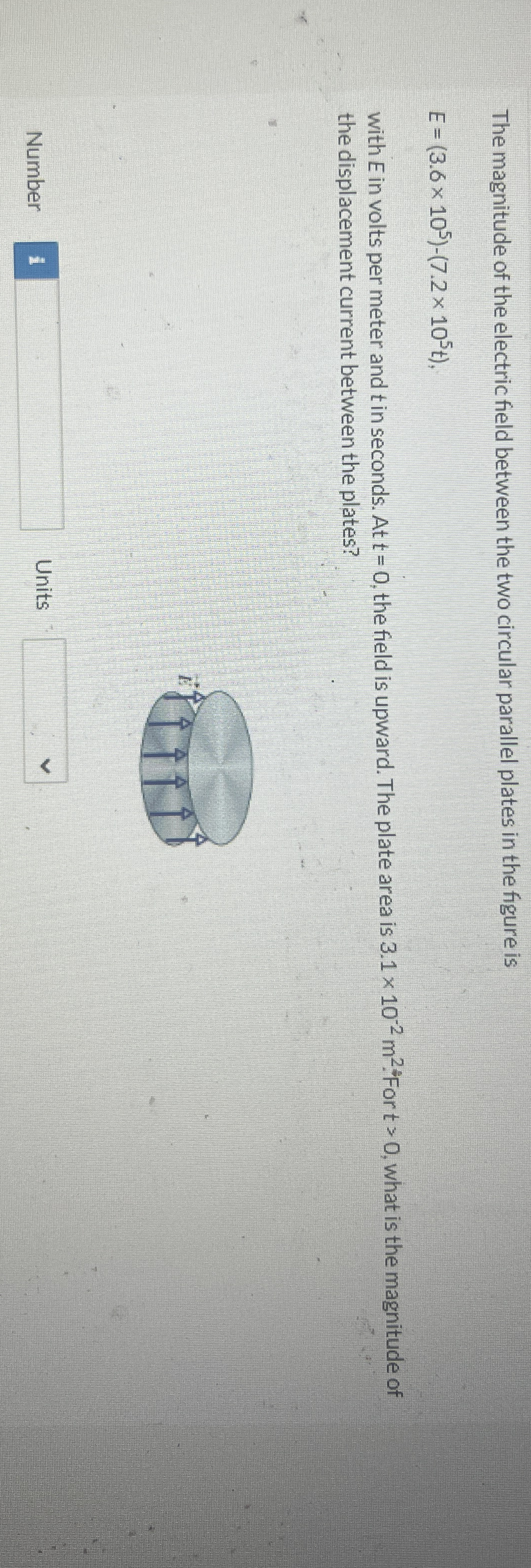 The magnitude of the electric field between the