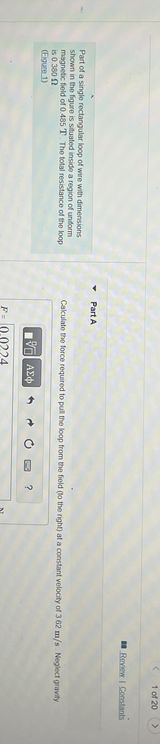 1 of 2 0 Review Constants Part A Part of a single