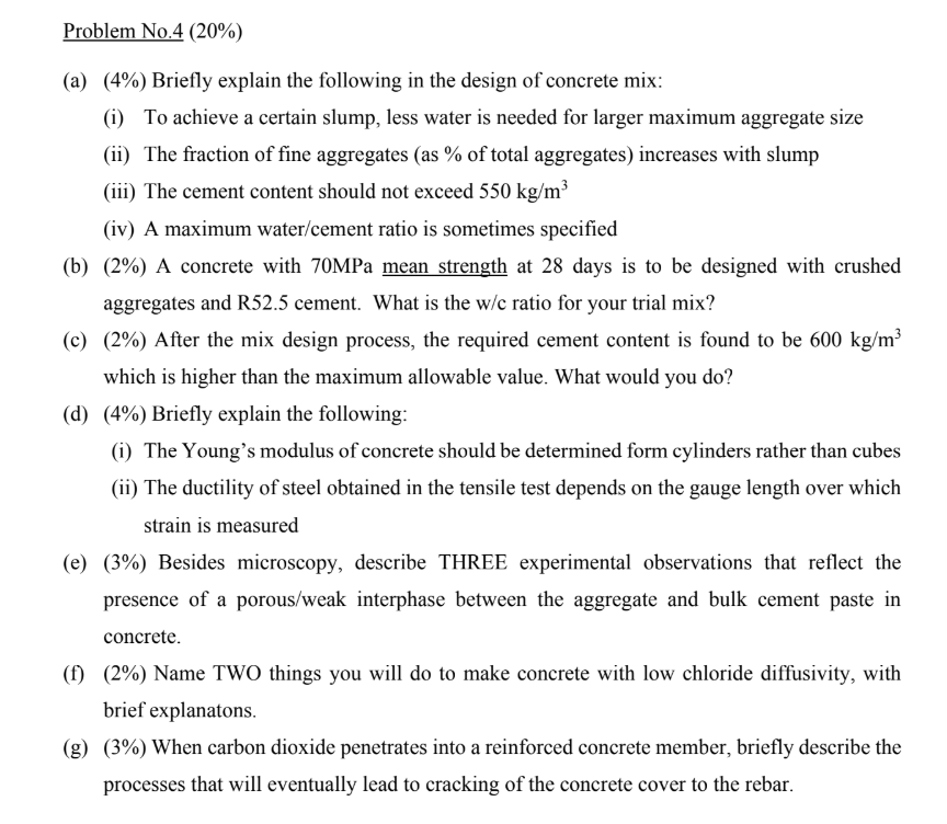 Problem No . 4 ( 2 0 \ % ) ( a ) ( 4 \ % )