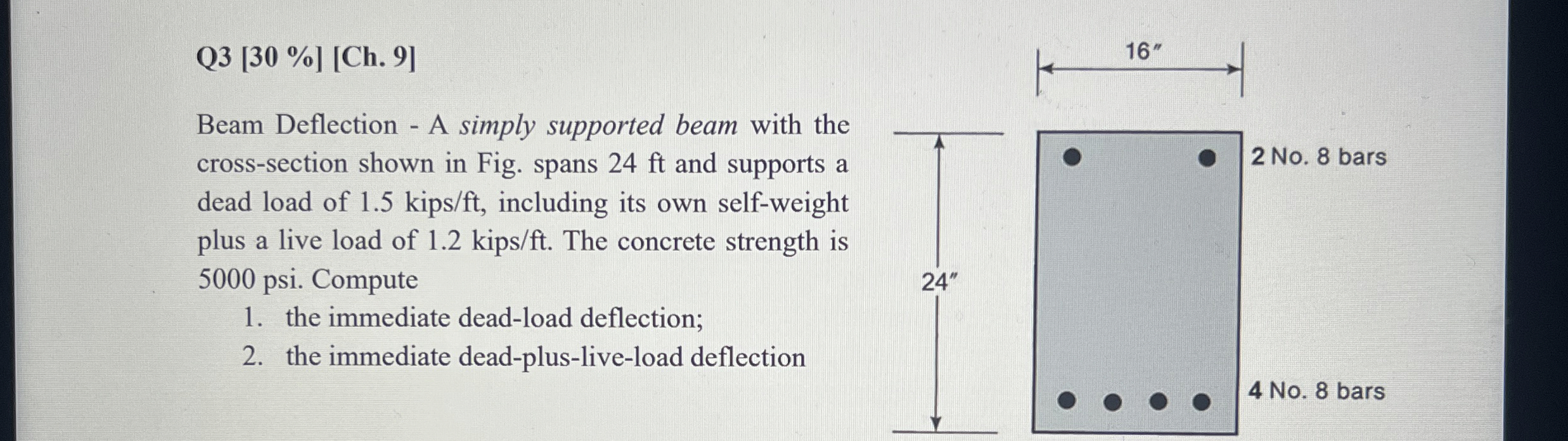 Q 3 [ 3 0 % ] [ Ch . 9 ] Beam Deflection - A