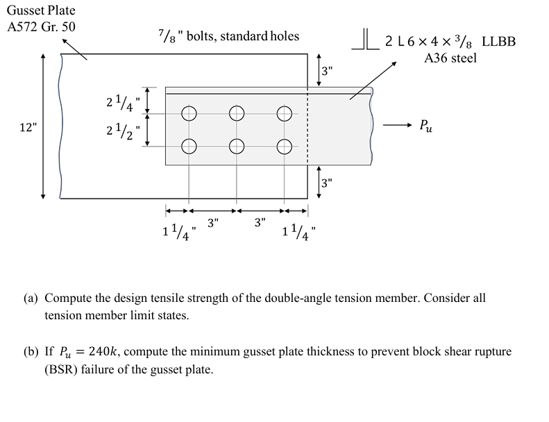 Gusset Plate A 5 7 2 Gr . 5 0 ( a ) Compute the