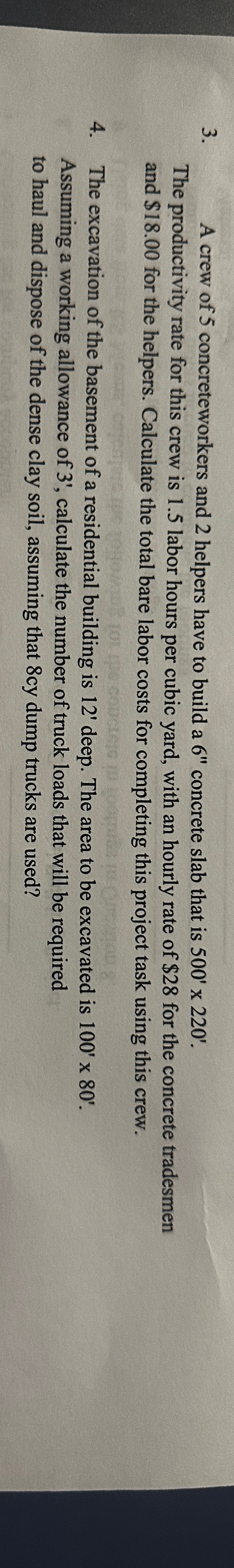 A crew of 5 concreteworkers and 2 helpers have to