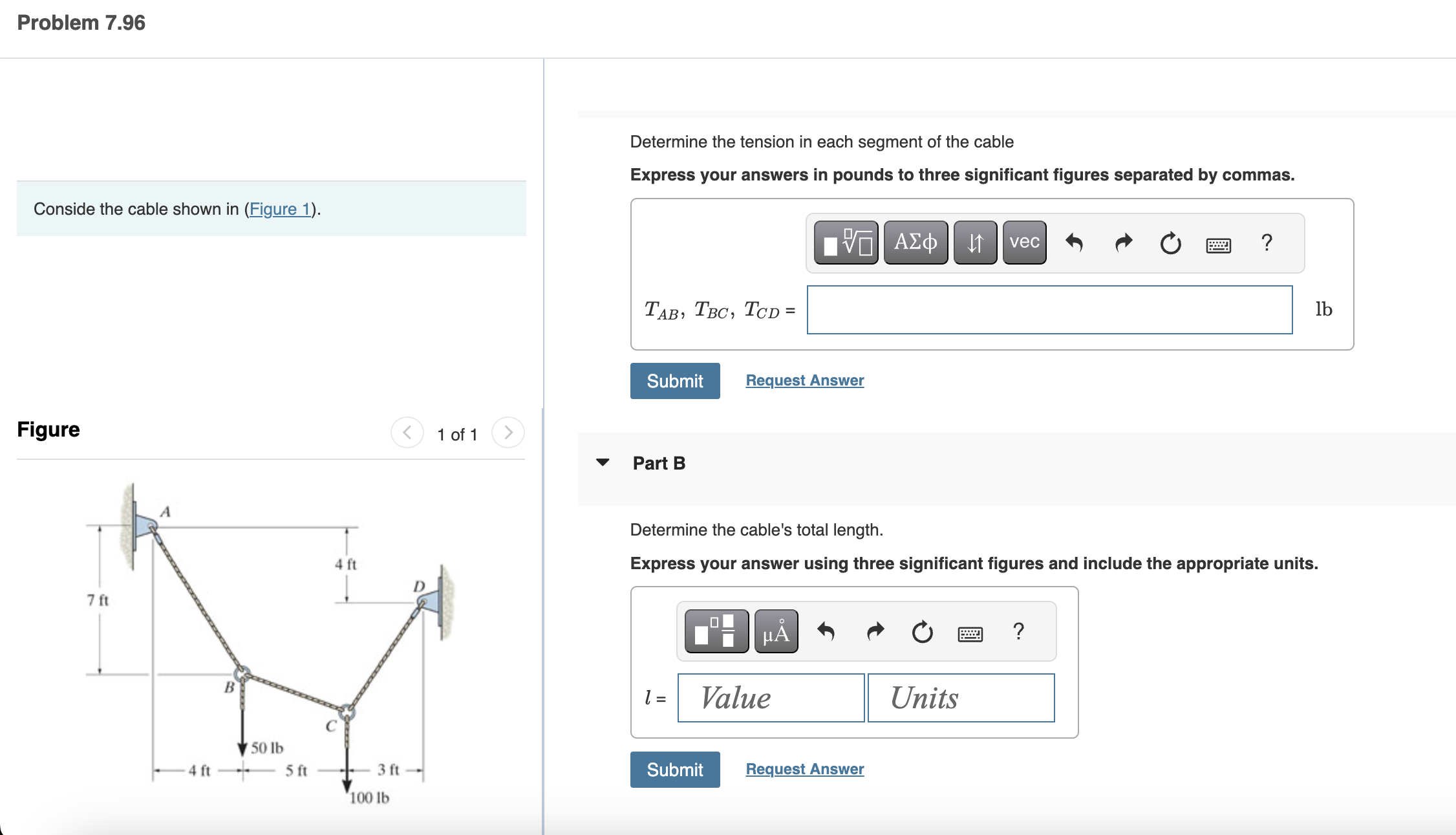 Problem 7 . 9 6 Conside the cable shown in (