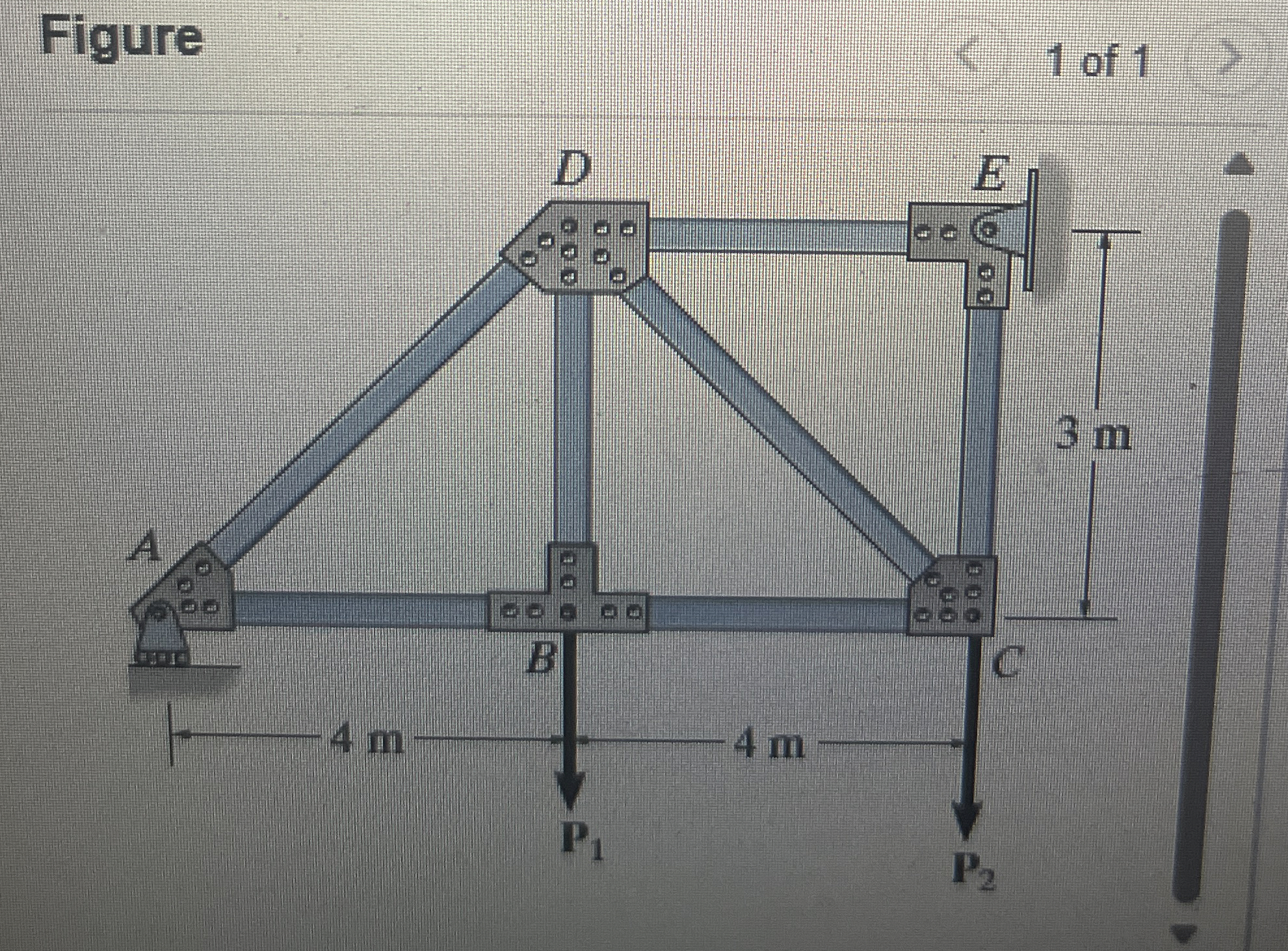 P 1 = 1 8 kN and P 2 = 2 4 kN . Determine the