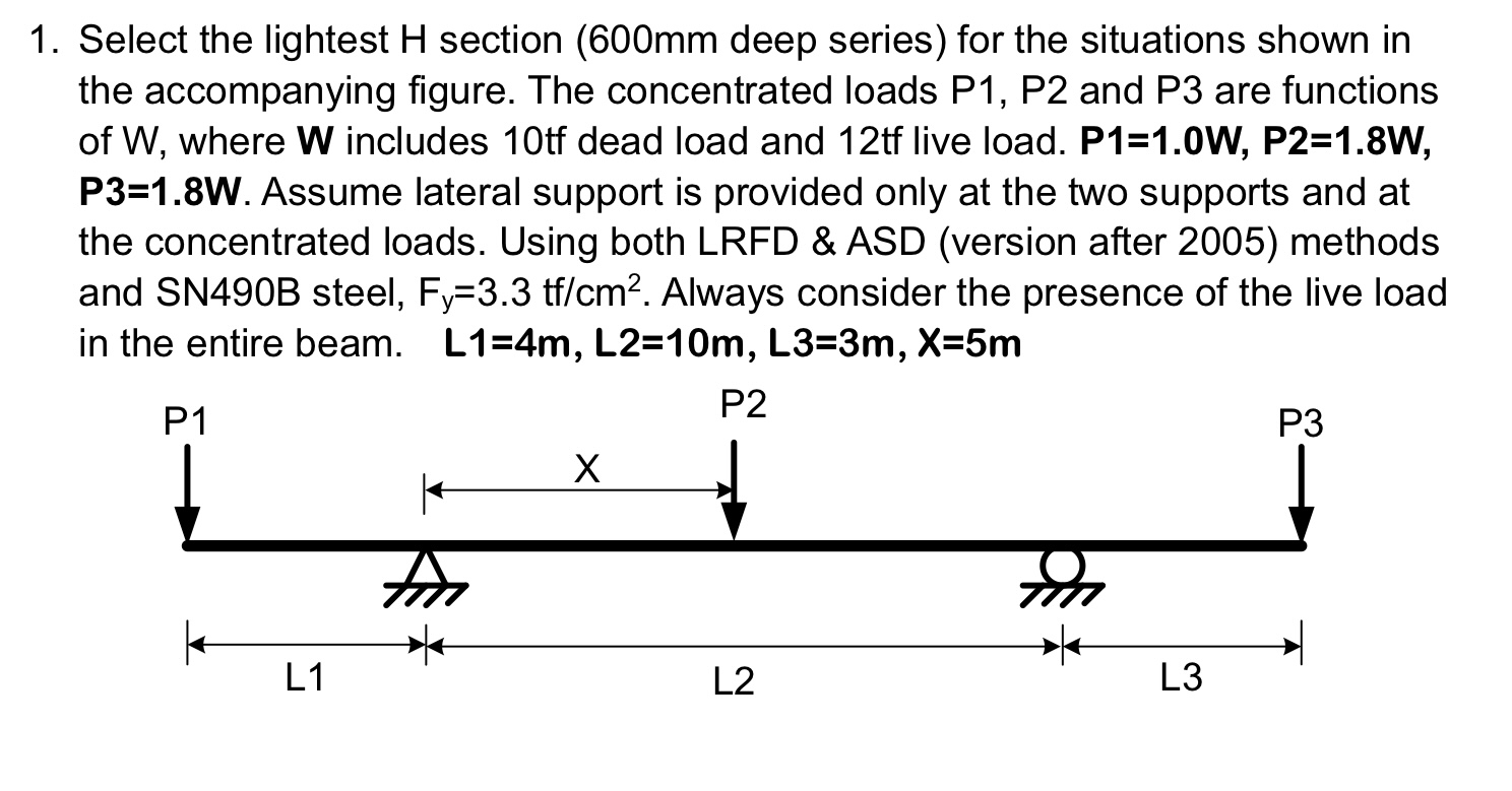 Select the lightest H section ( 6 0 0 mm deep