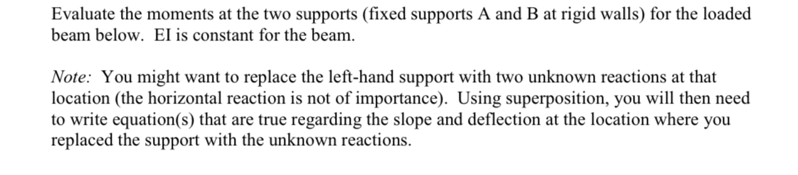 Evaluate the moments at the two supports ( fixed