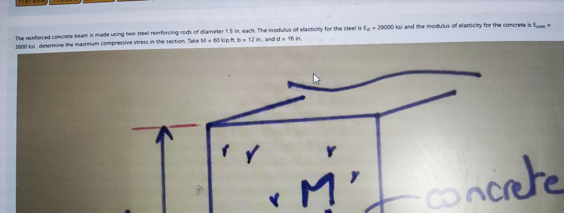 The reinforced concrete beam is made using two