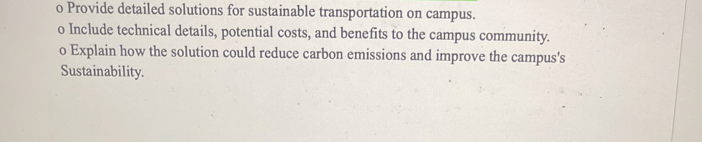 o Provide detailed solutions for sustainable