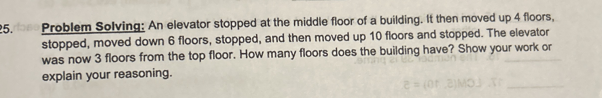 Problem Solving: An elevator stopped at the