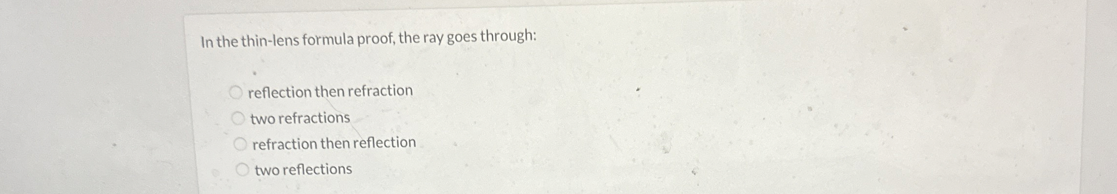 In the thin - lens formula proof, the ray goes