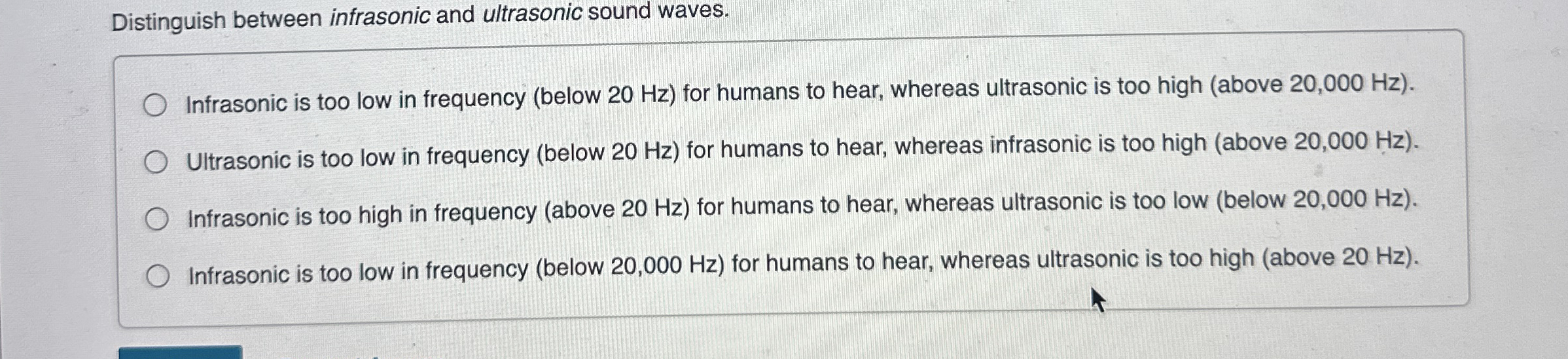 Distinguish between infrasonic and ultrasonic
