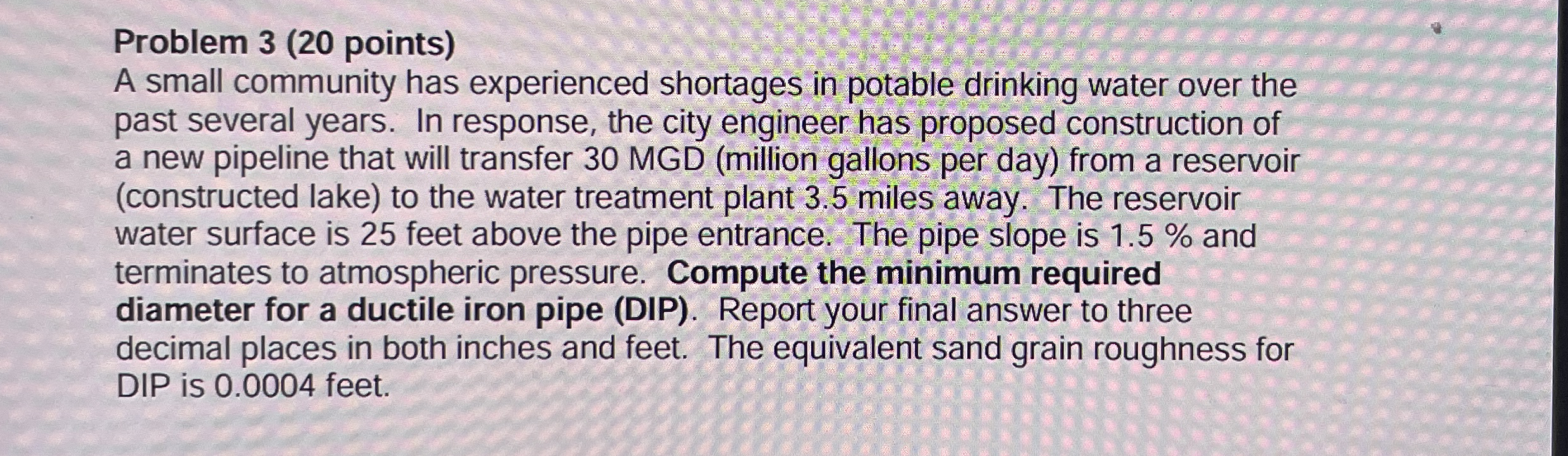 Problem 3 ( 2 0 points ) A small community has