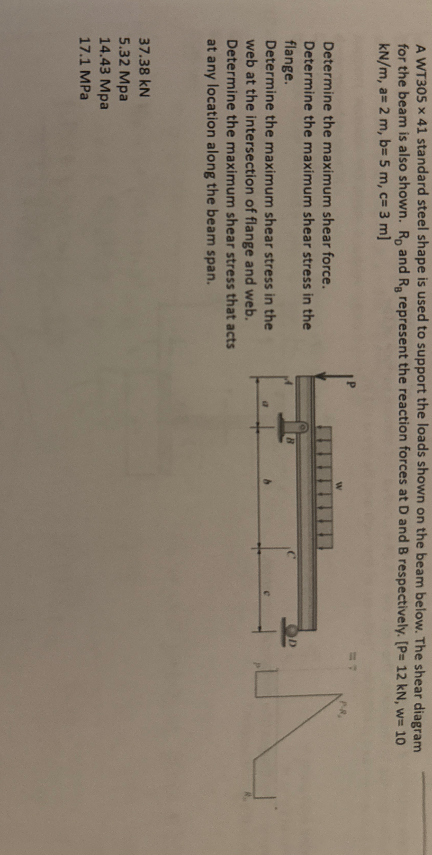 A WT 3 0 5 4 1 standard steel shape is used to