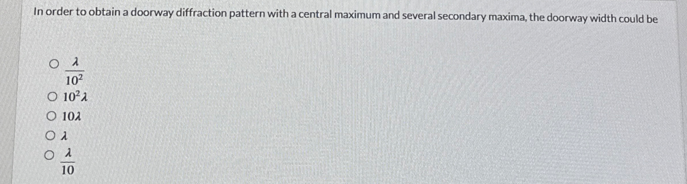 In order to obtain a doorway diffraction pattern