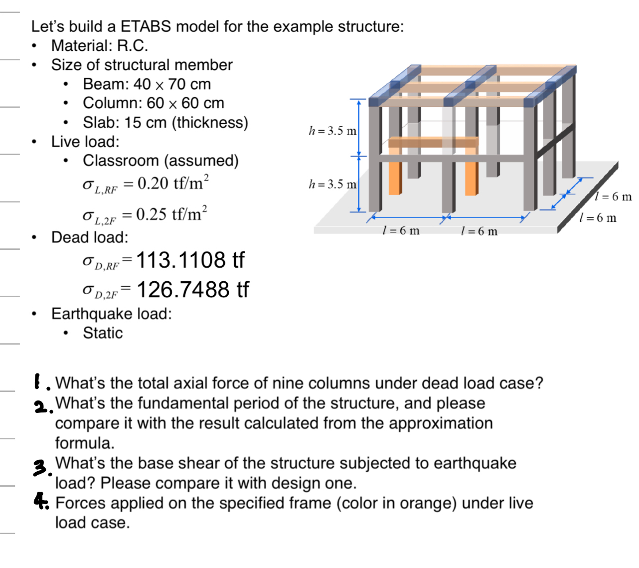 Let's build a ETABS model for the example