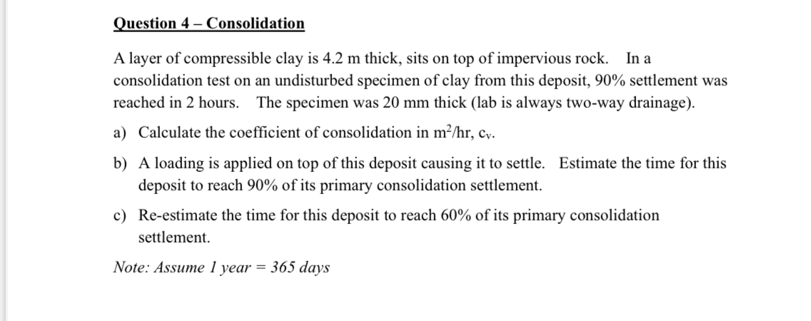 Question 4 - Consolidation A layer of