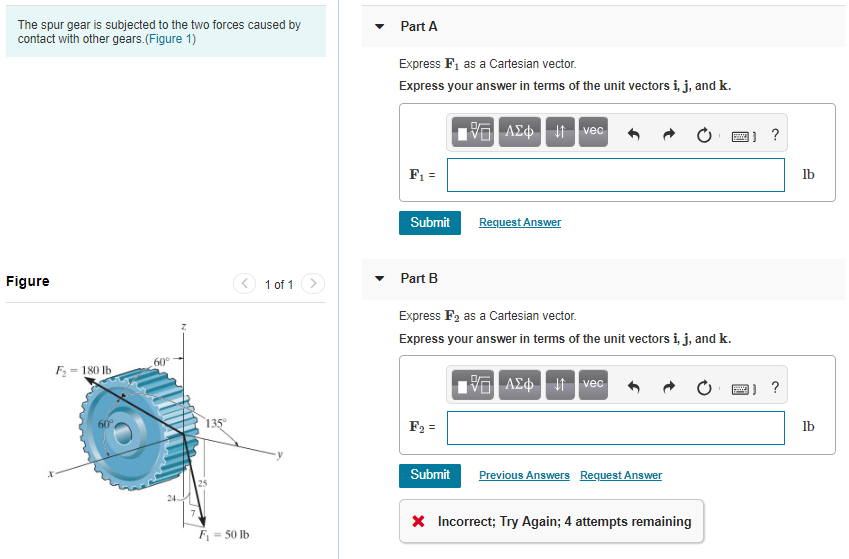 Express F 1 1 as a Cartesian vector. Express your