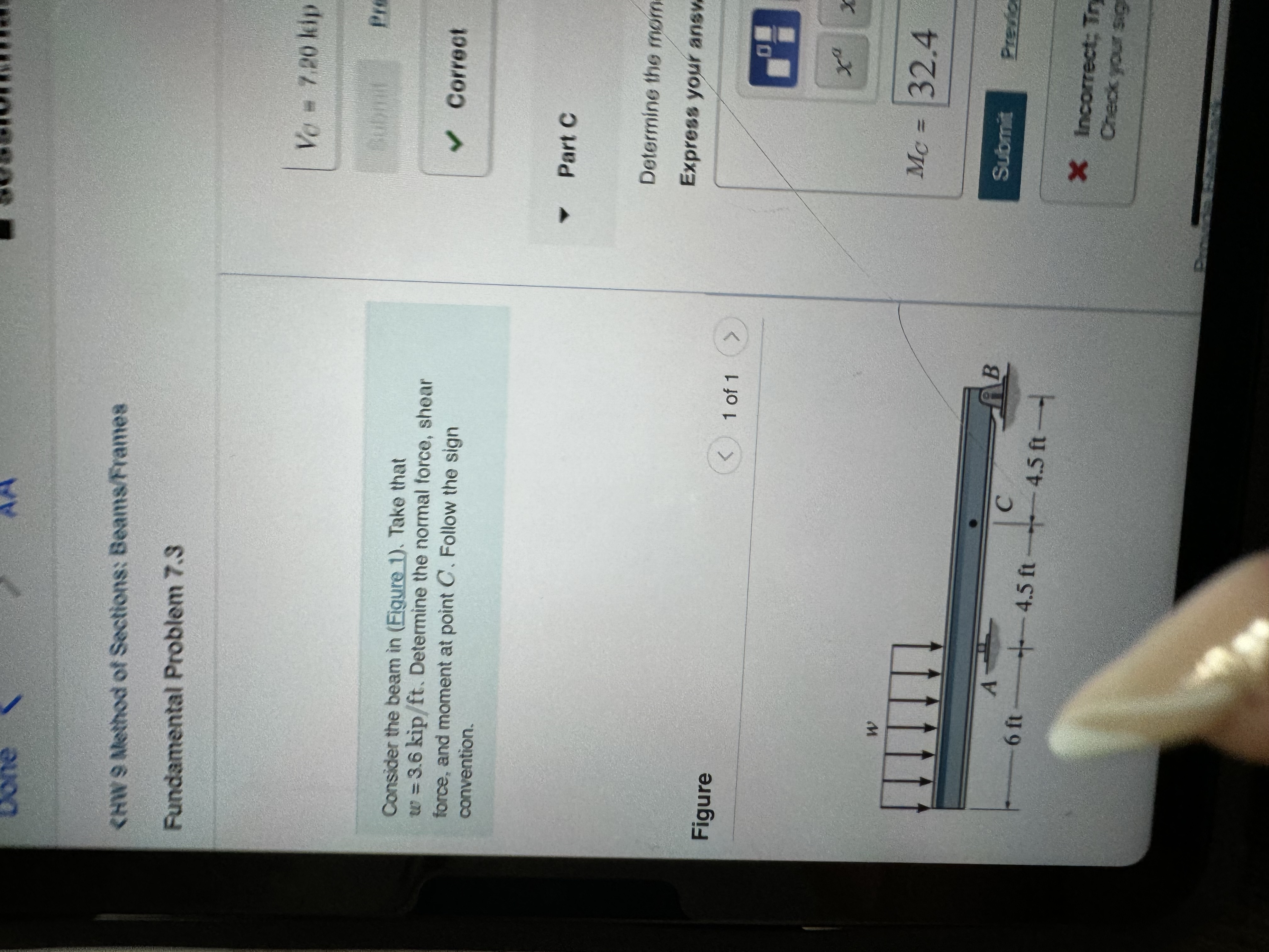 Help sokve part c where C w = 3 . 6 k i p f t .