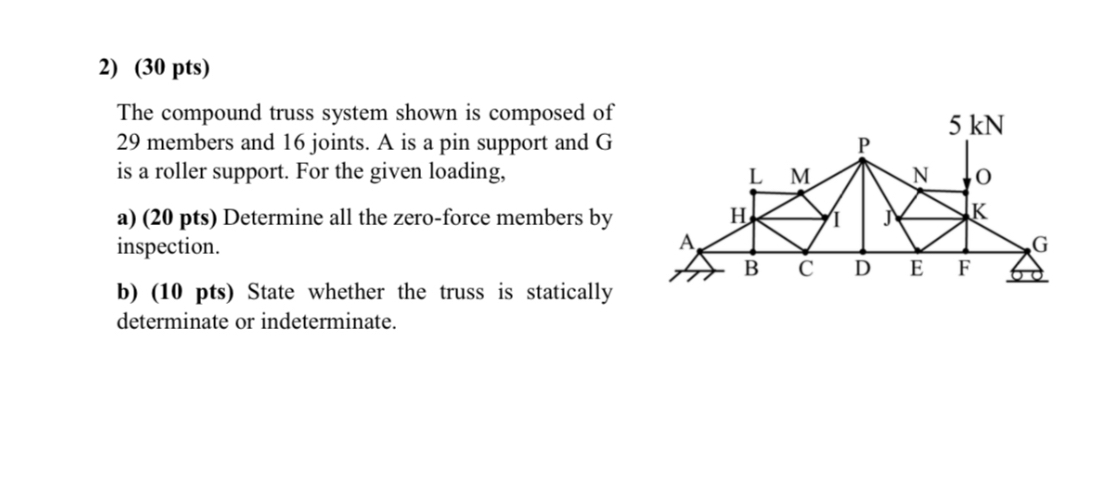( 3 0 p t s ) The compound truss system shown is
