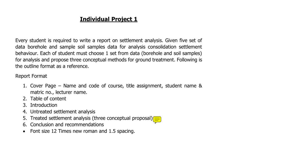 Individual Project 1 Every student is required to