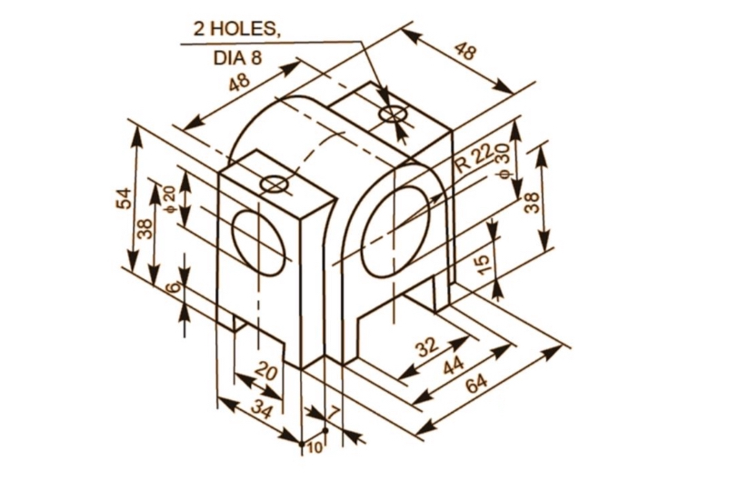 Draw all three required views for 3 rd angle